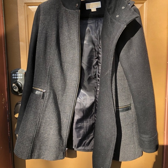 Wool Blend Zip Front Coat with Hood - Picture 6 of 11